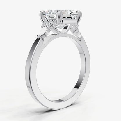 Asscher Cluster Diamond Engagement Ring
