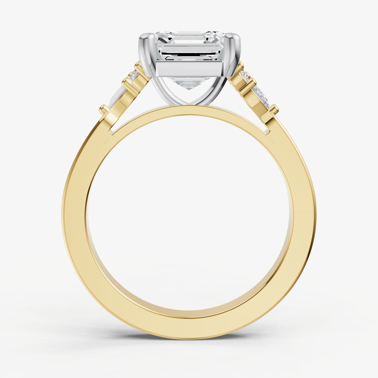 Asscher Cluster Diamond Engagement Ring