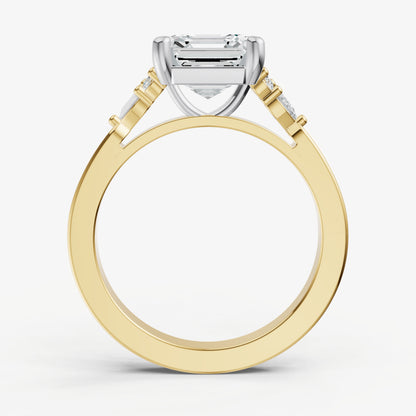 Asscher Cluster Diamond Engagement Ring