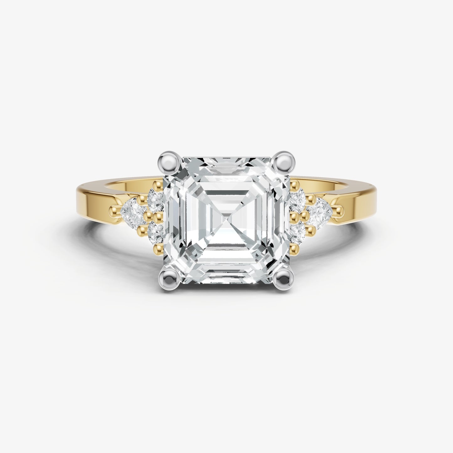 Asscher Cluster Diamond Engagement Ring
