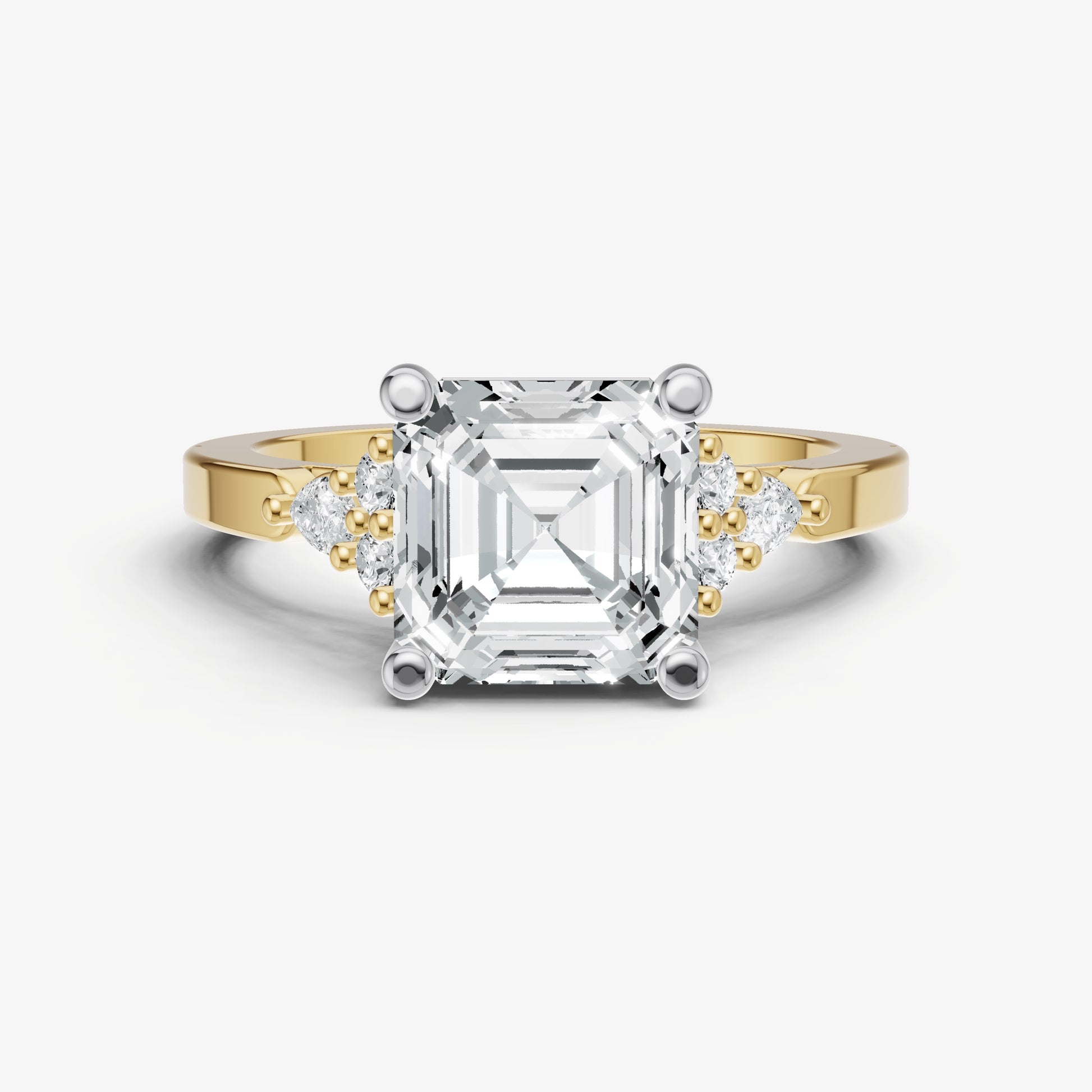 Asscher Cluster Diamond Engagement Ring