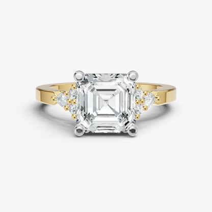 Asscher Cluster Diamond Engagement Ring