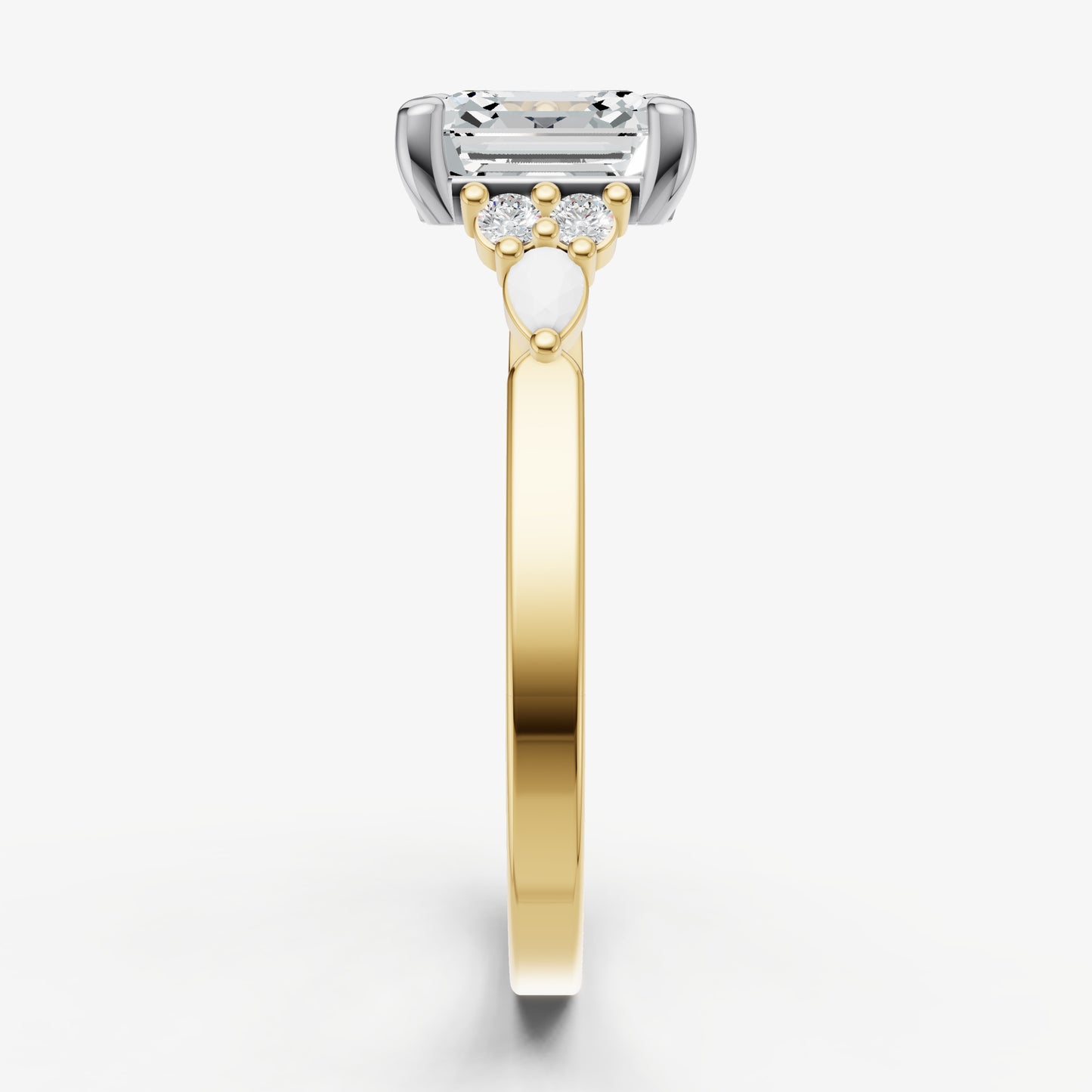 Asscher Cluster Diamond Engagement Ring