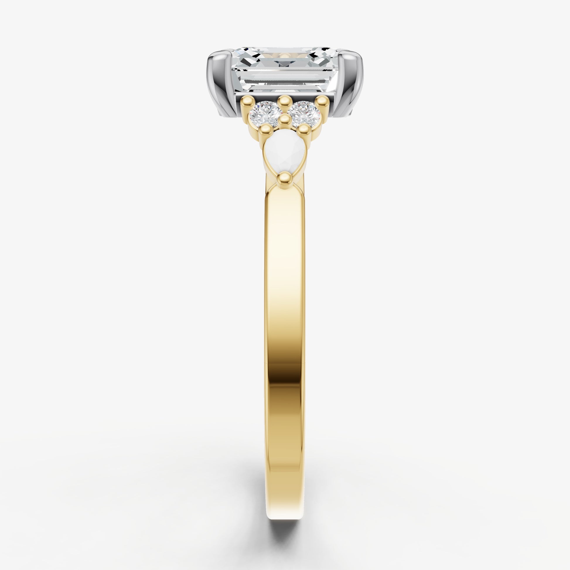 Asscher Cluster Diamond Engagement Ring