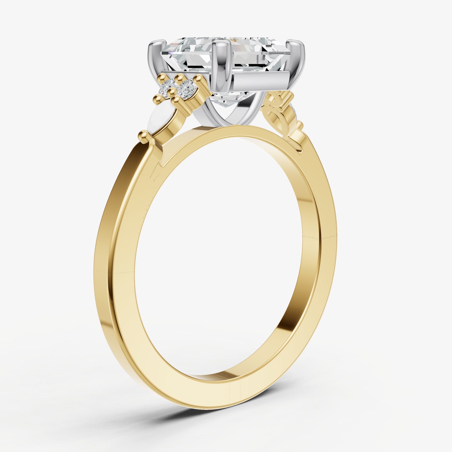 Asscher Cluster Diamond Engagement Ring
