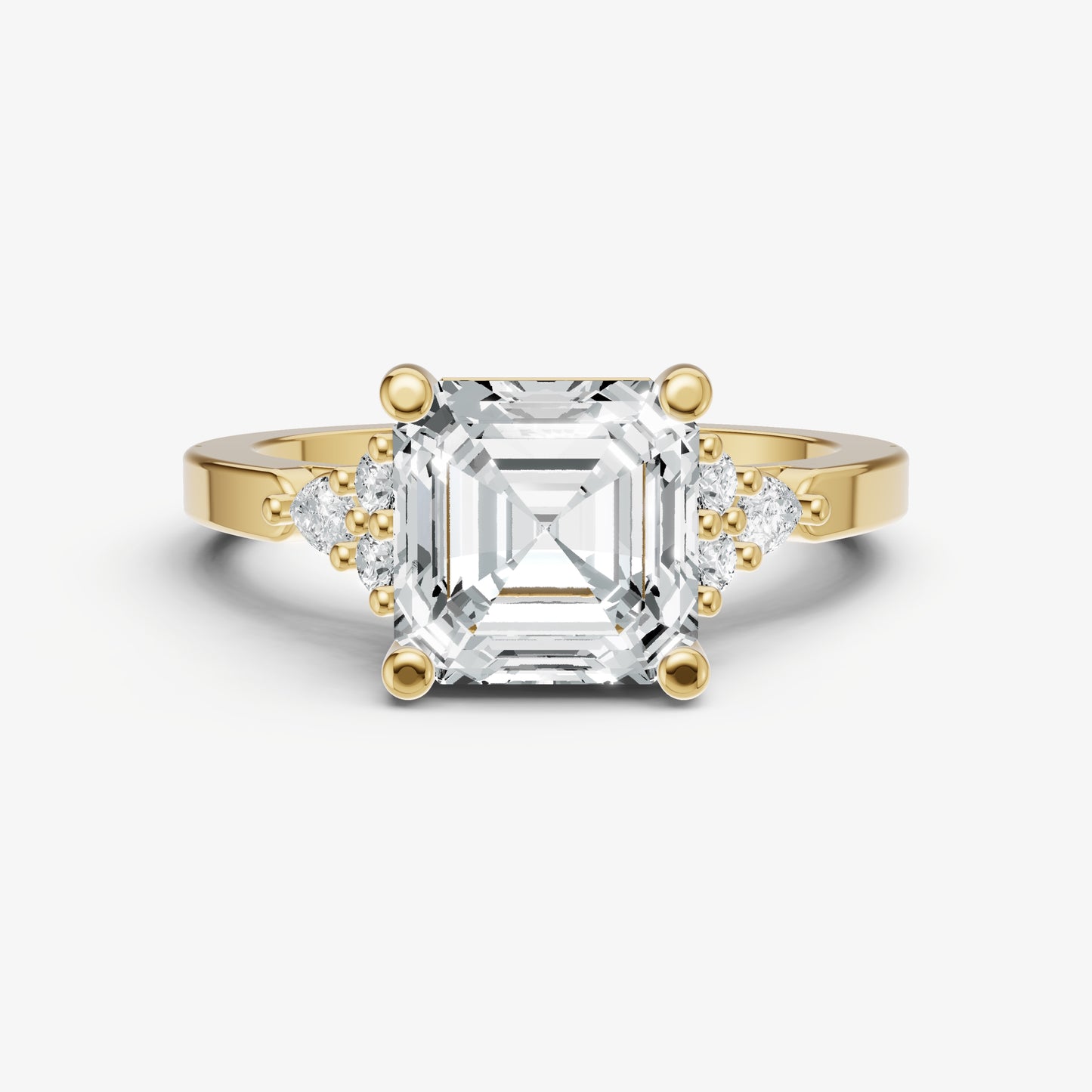 Asscher Cluster Diamond Engagement Ring