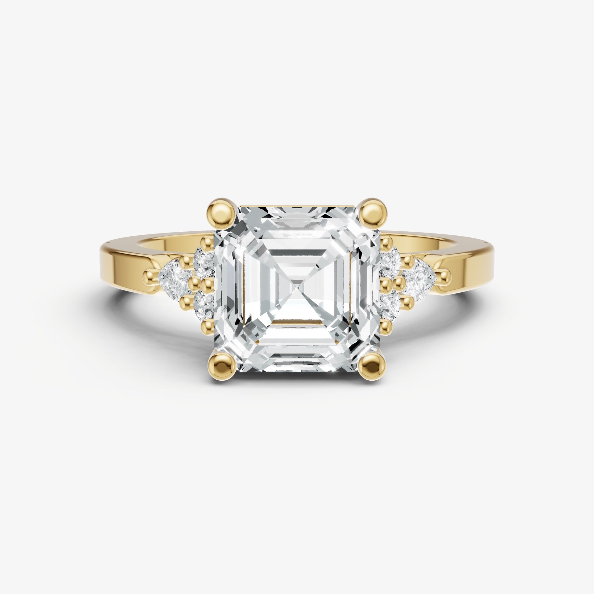 Asscher Cluster Diamond Engagement Ring