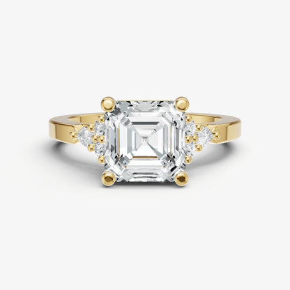 Asscher Cluster Diamond Engagement Ring