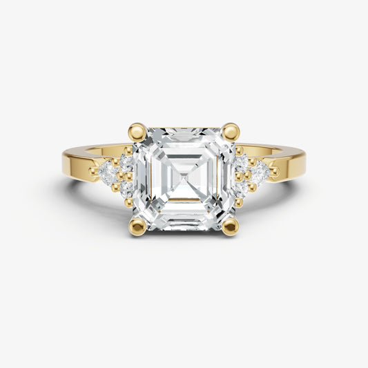 Asscher Cluster Diamond Engagement Ring