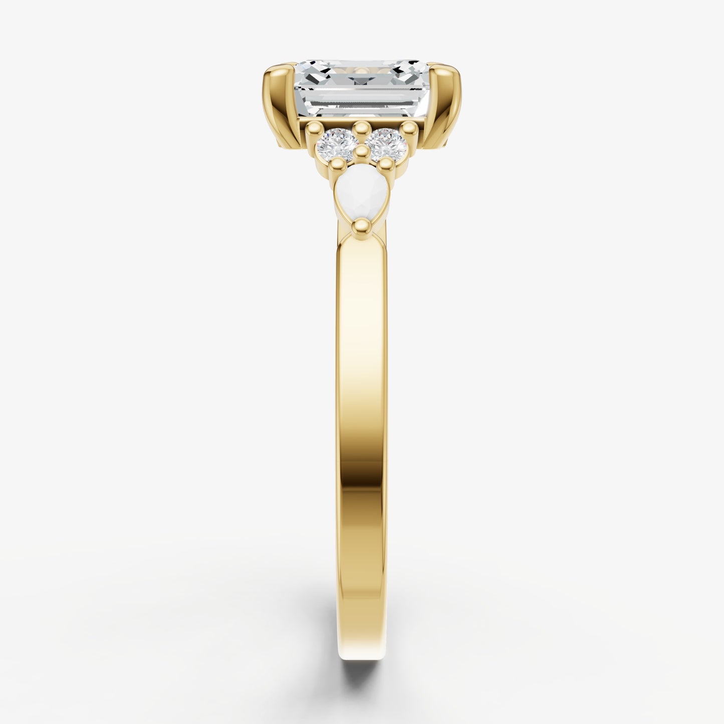 Asscher Cluster Diamond Engagement Ring