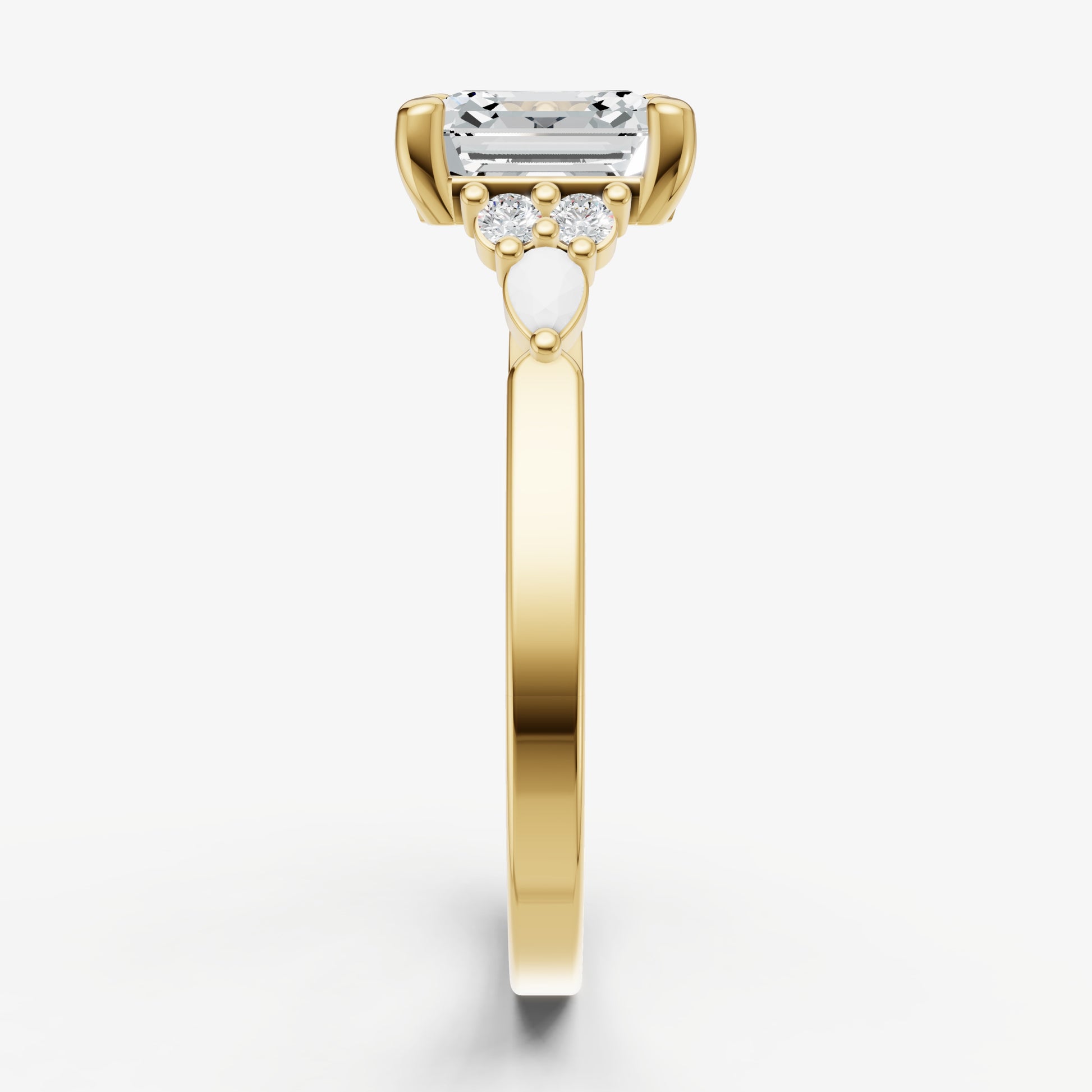 Asscher Cluster Diamond Engagement Ring
