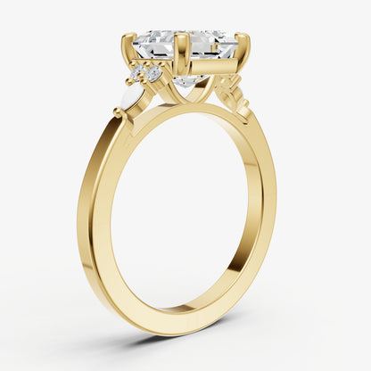 Asscher Cluster Diamond Engagement Ring