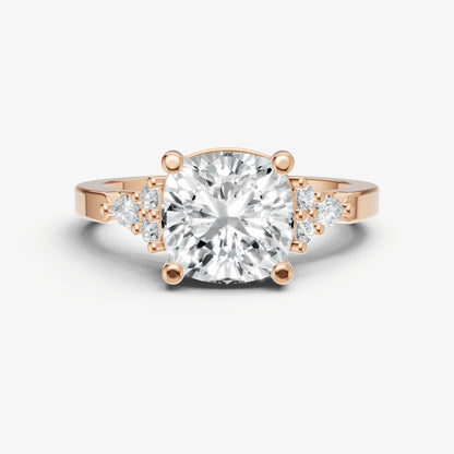 Cushion Cluster Diamond Engagement Ring