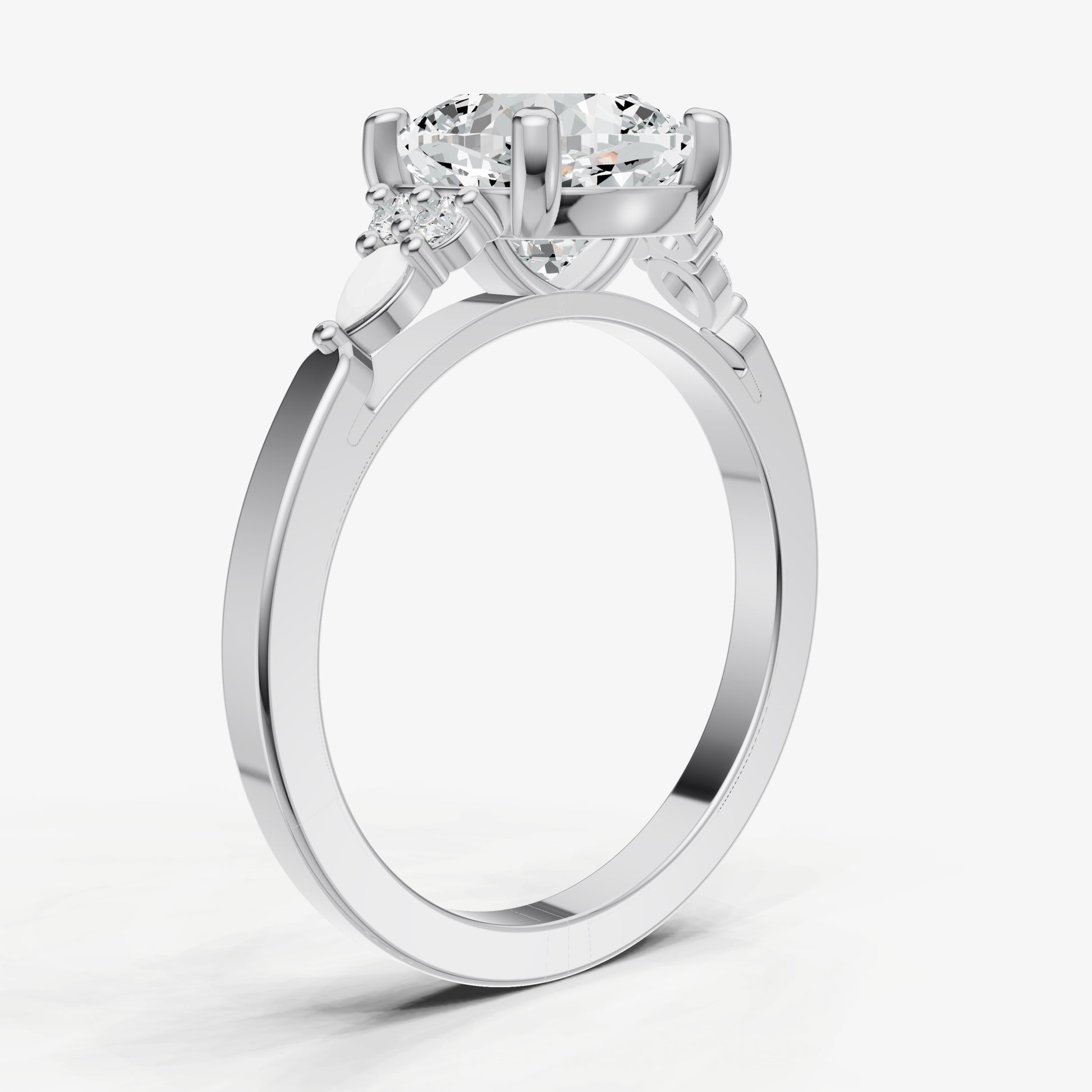 Cushion Cluster Diamond Engagement Ring