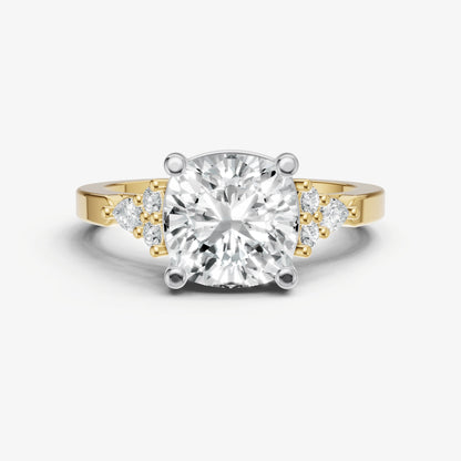 Cushion Cluster Diamond Engagement Ring