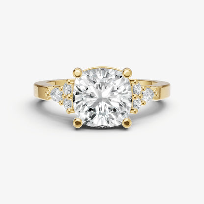 Cushion Cluster Diamond Engagement Ring