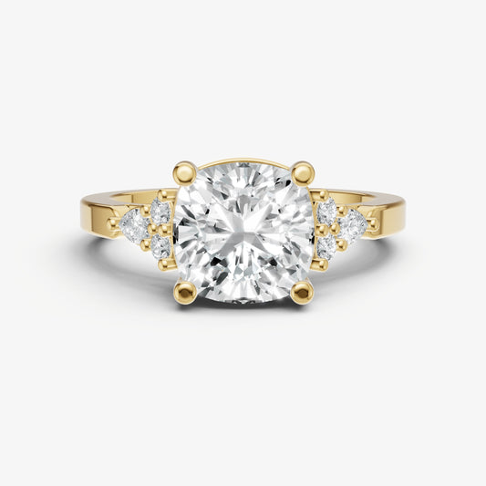 Cushion Cluster Diamond Engagement Ring