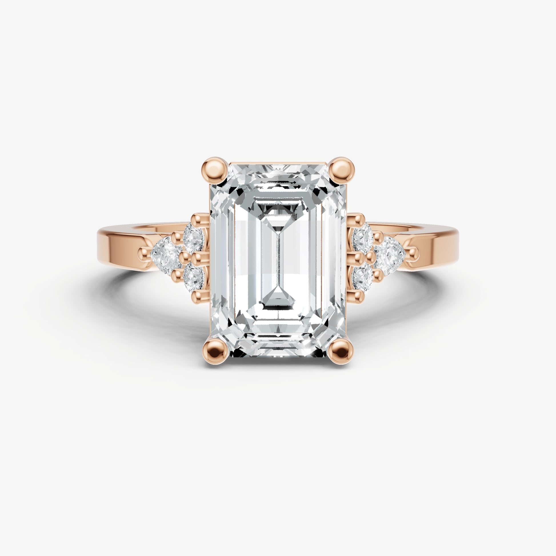 Emerald Cluster Diamond Engagement Ring