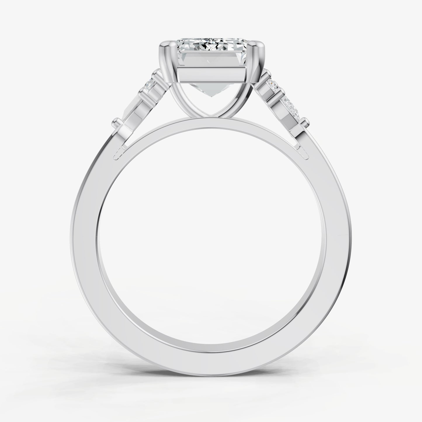 Emerald Cluster Diamond Engagement Ring