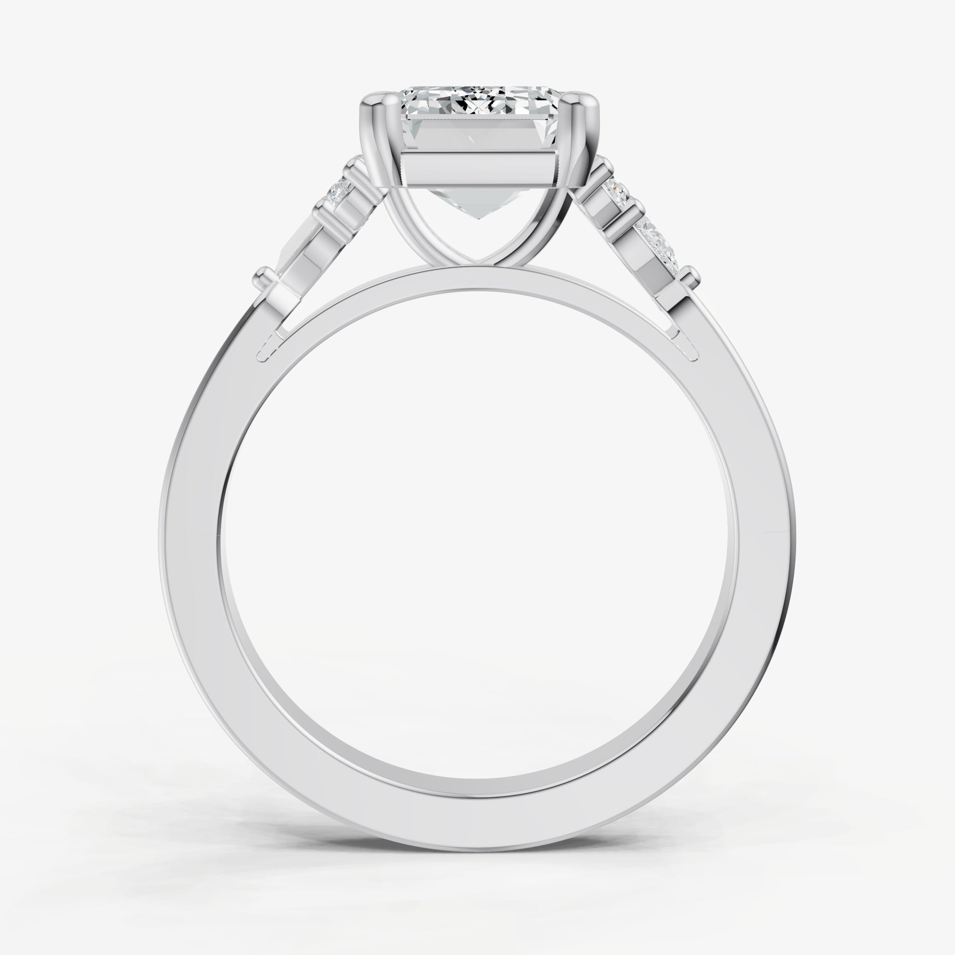 Emerald Cluster Diamond Engagement Ring