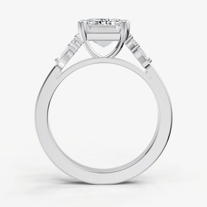 Emerald Cluster Diamond Engagement Ring
