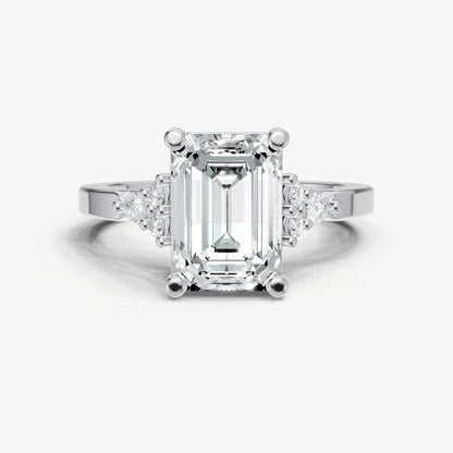 Emerald Cluster Diamond Engagement Ring