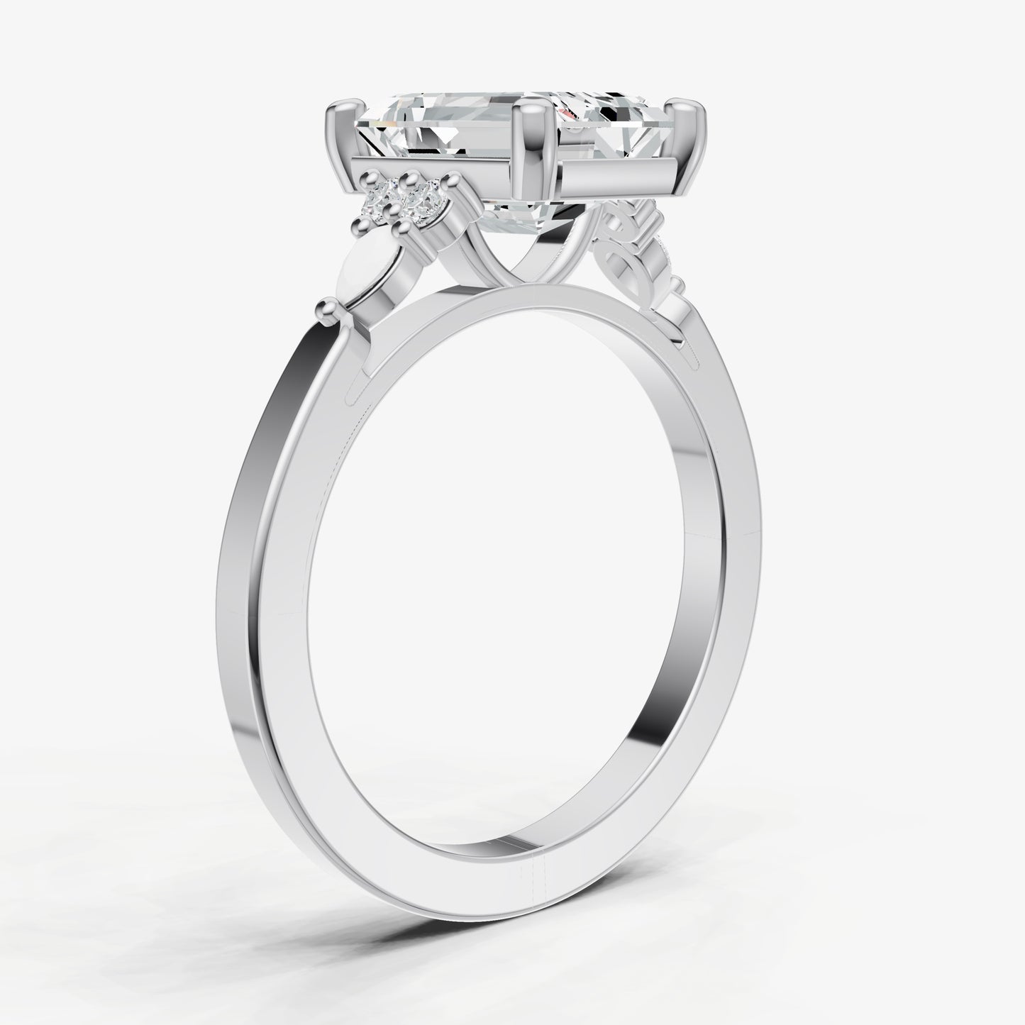 Emerald Cluster Diamond Engagement Ring