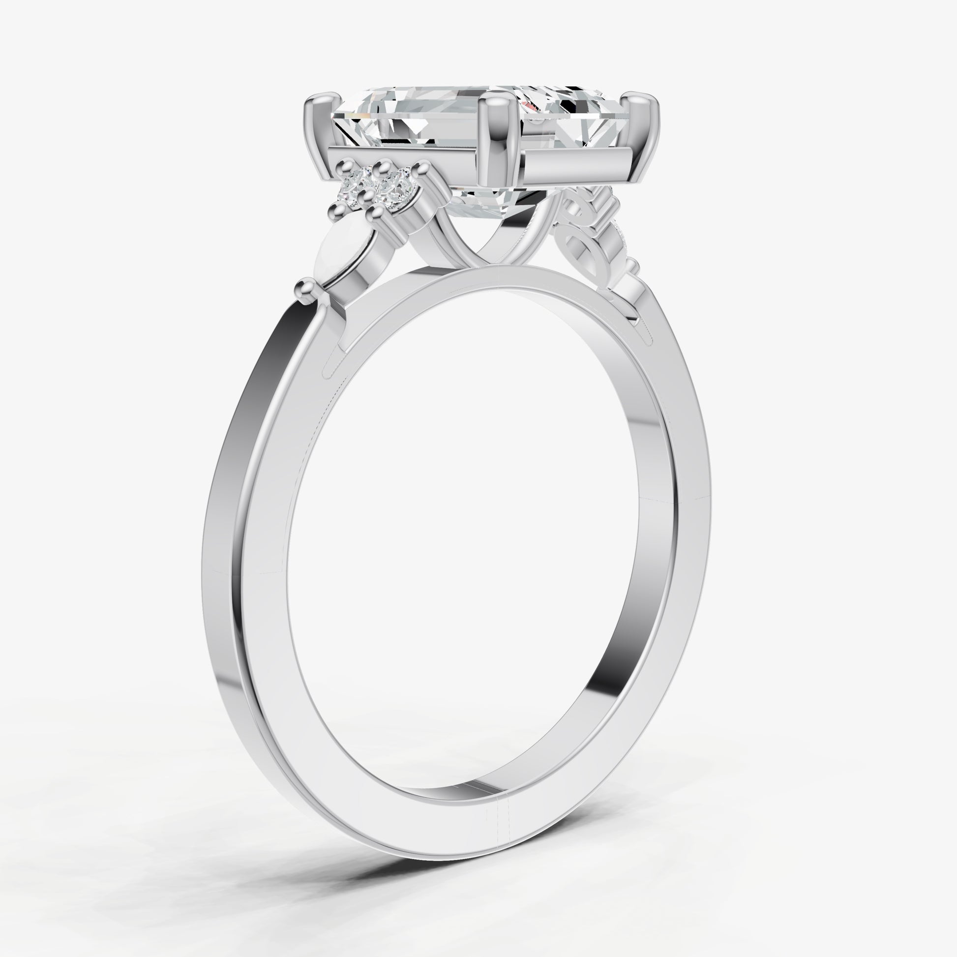 Emerald Cluster Diamond Engagement Ring