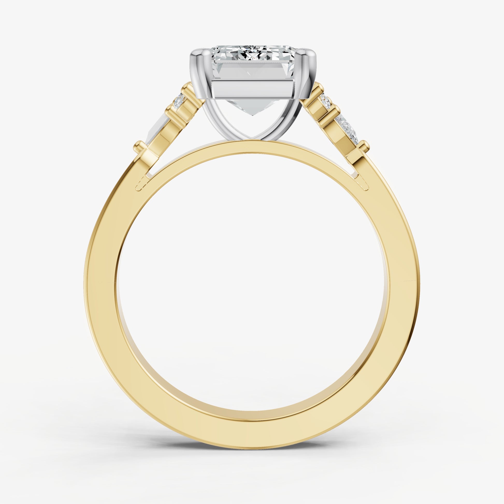 Emerald Cluster Diamond Engagement Ring