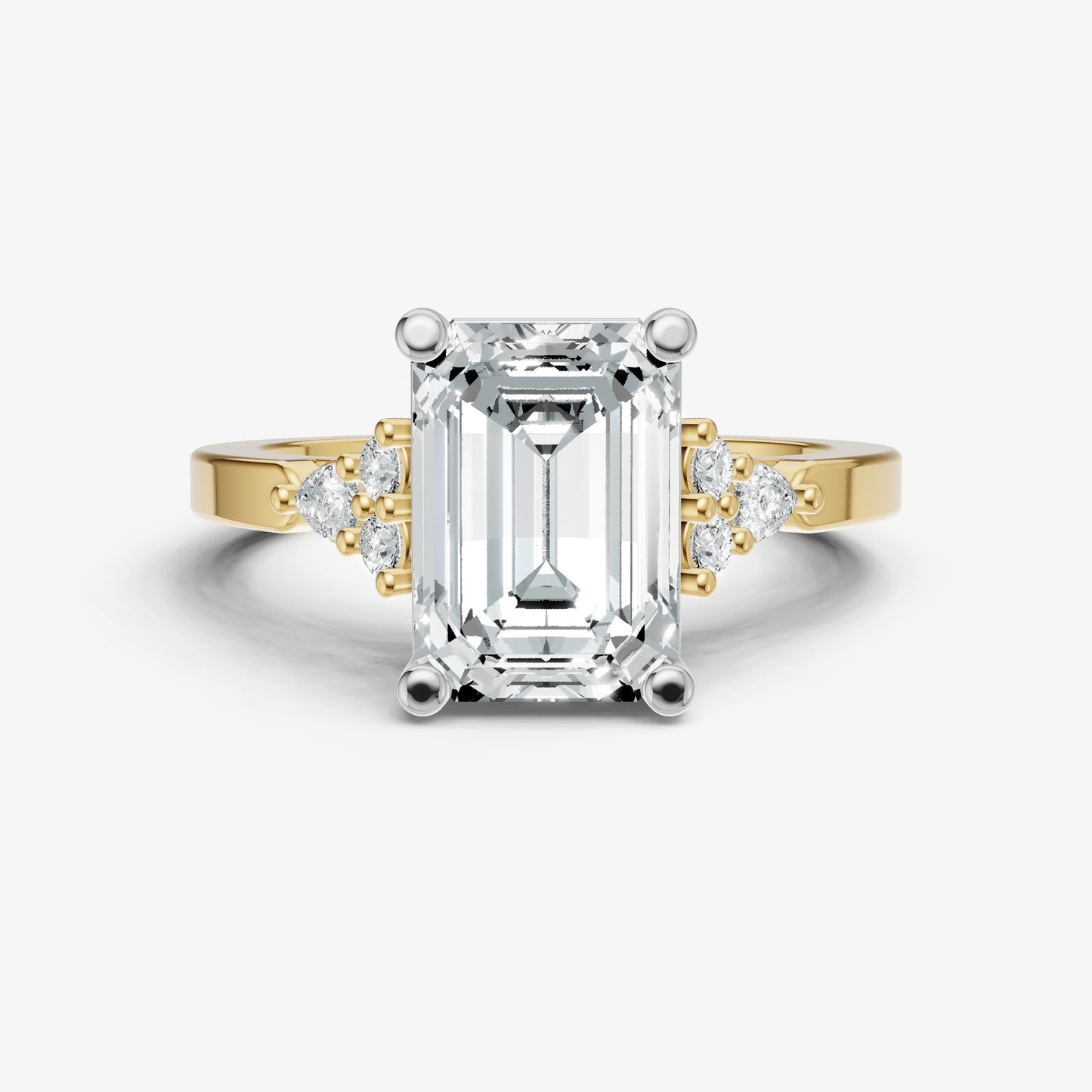 Emerald Cluster Diamond Engagement Ring