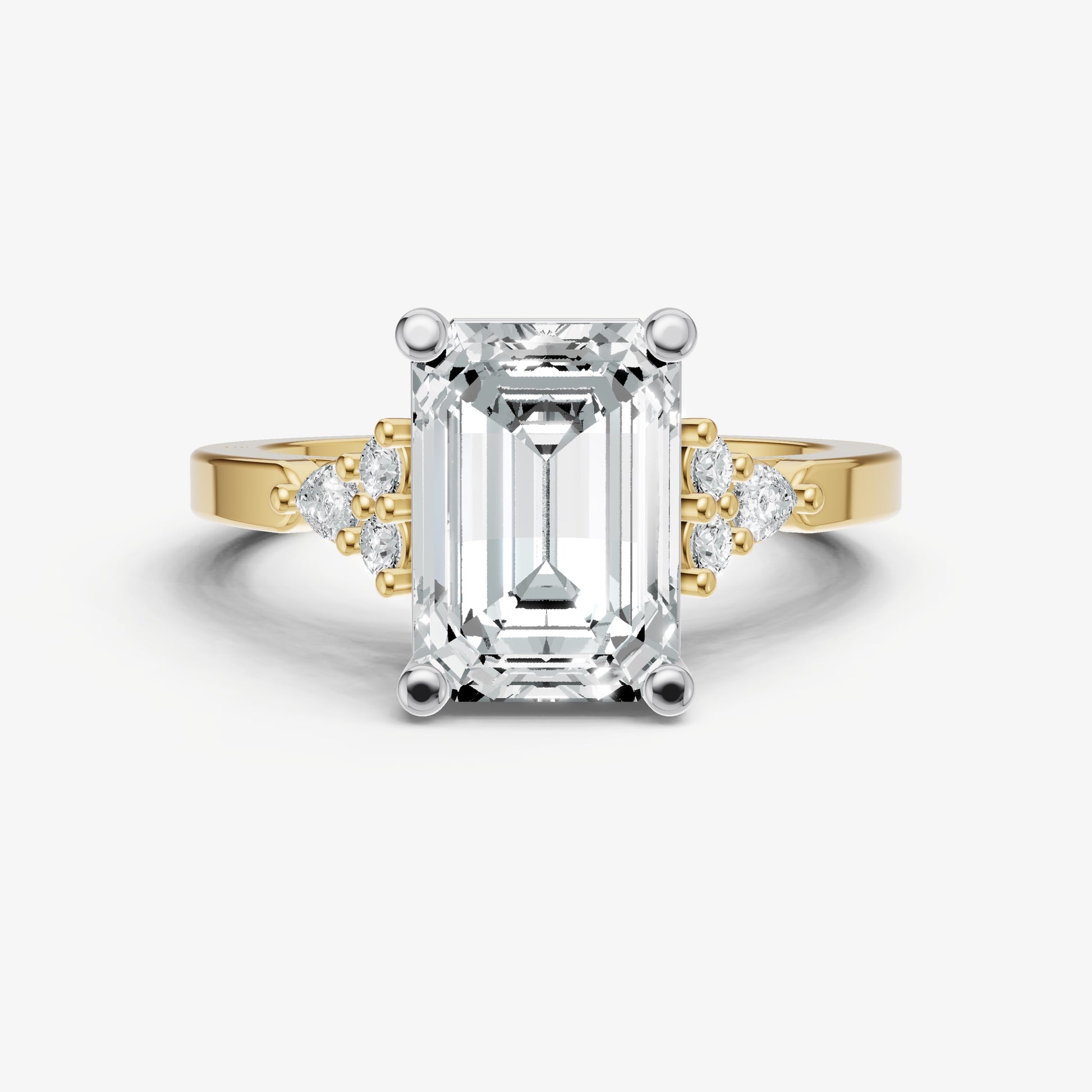 Emerald Cluster Diamond Engagement Ring