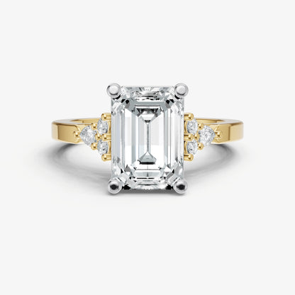 Emerald Cluster Diamond Engagement Ring