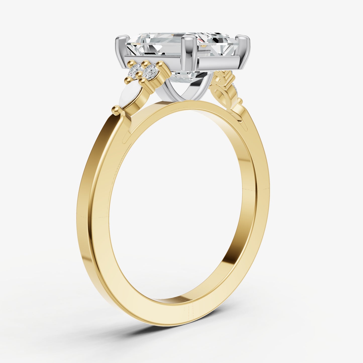 Emerald Cluster Diamond Engagement Ring
