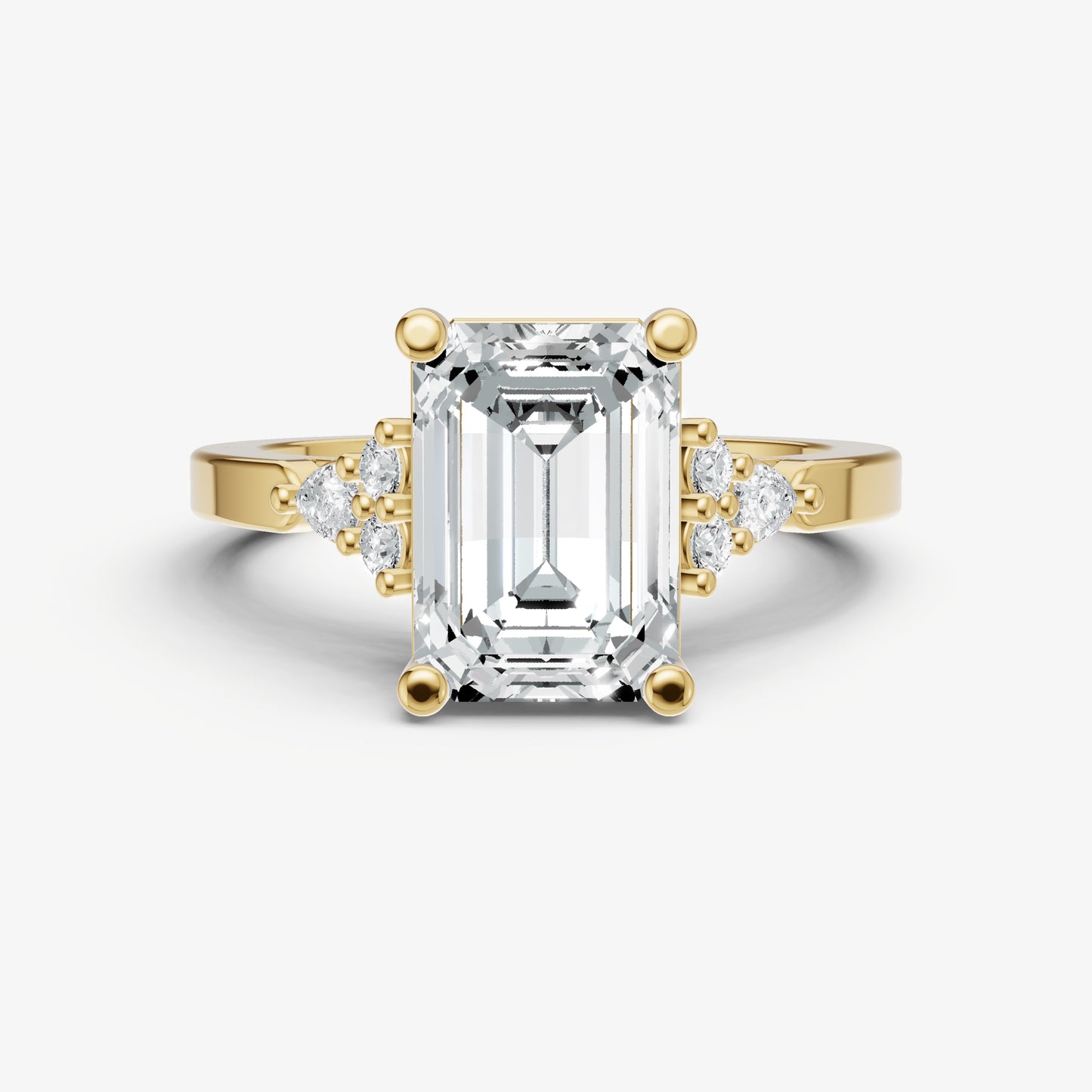 Emerald Cluster Diamond Engagement Ring