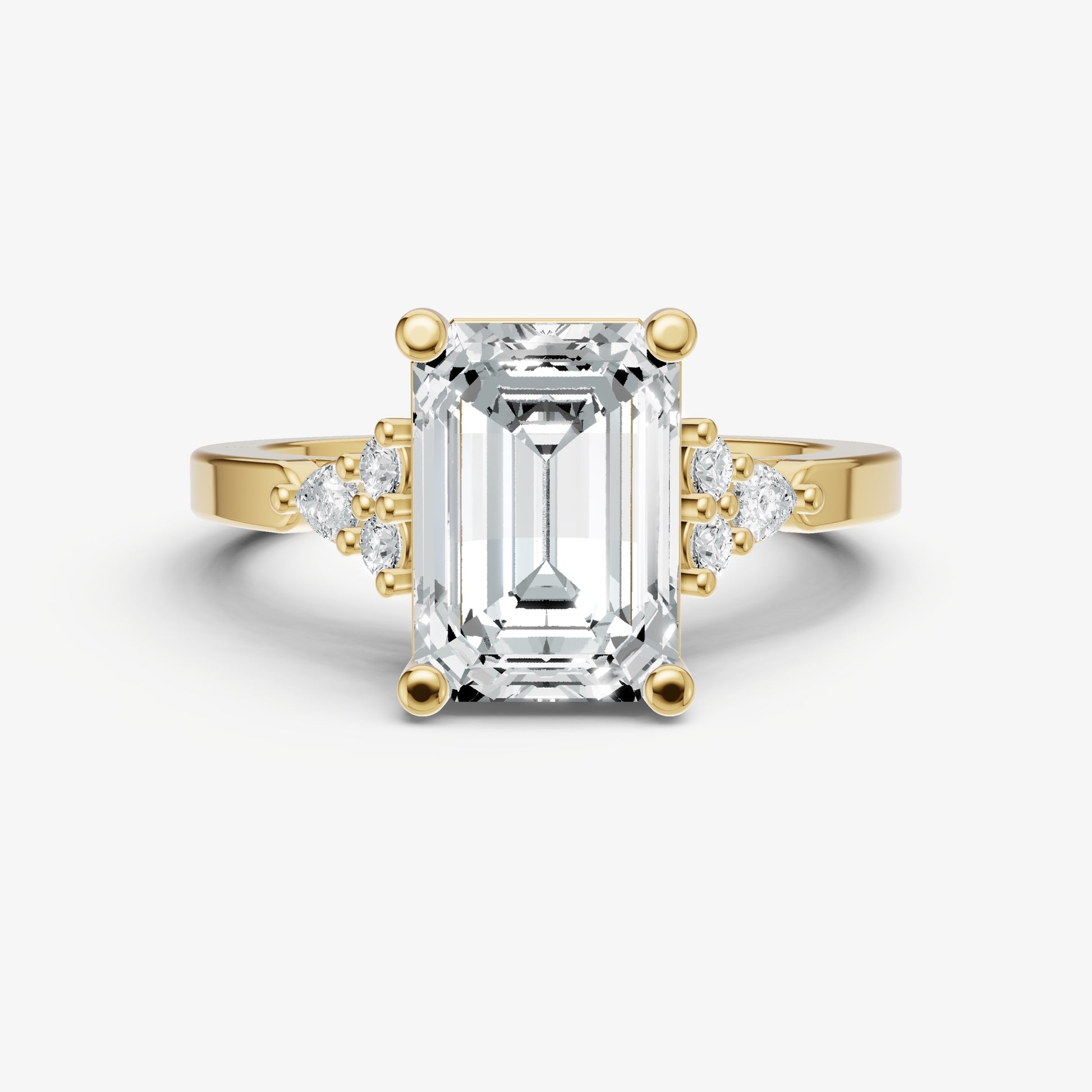 Emerald Cluster Diamond Engagement Ring