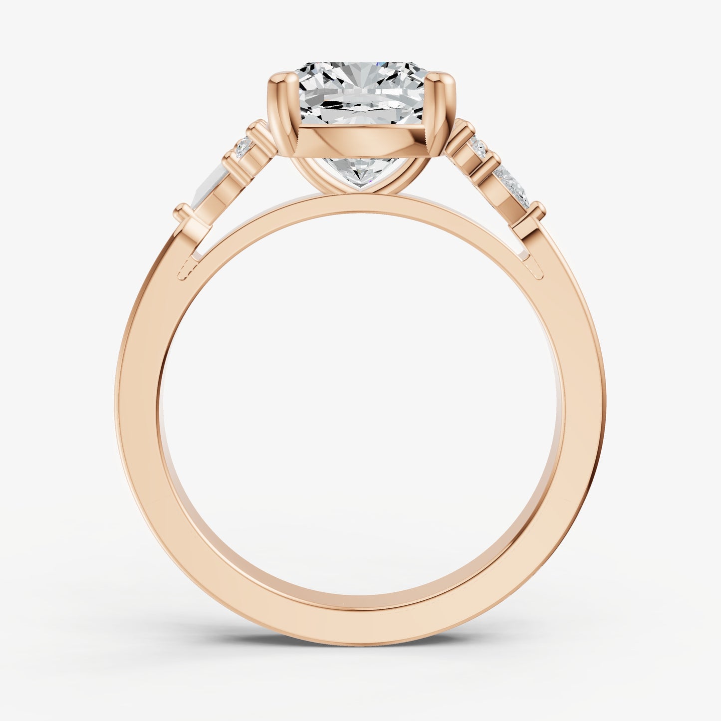 Elongated Cushion Cluster Diamond Engagement Ring