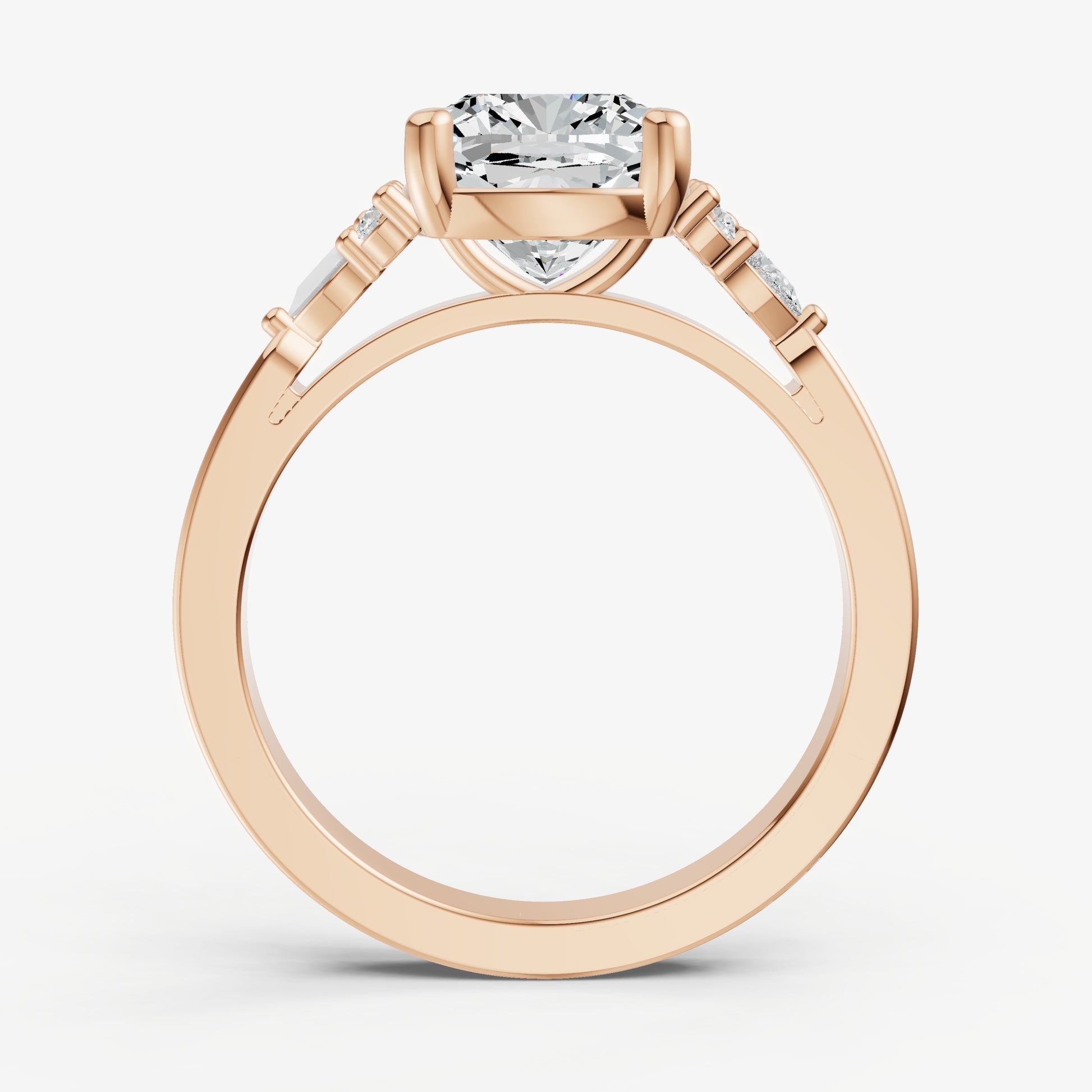 Elongated Cushion Cluster Diamond Engagement Ring