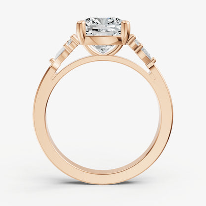 Elongated Cushion Cluster Diamond Engagement Ring