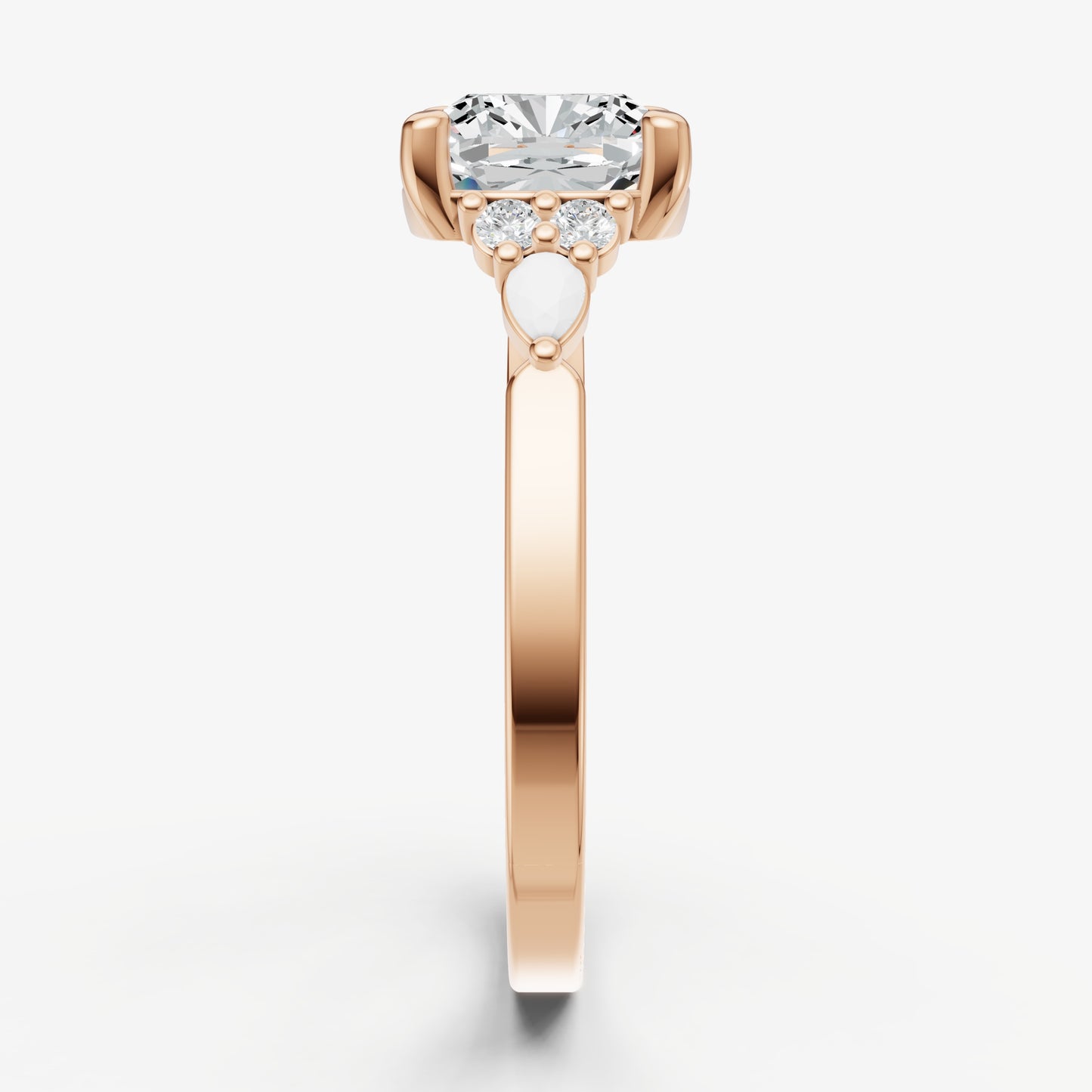 Elongated Cushion Cluster Diamond Engagement Ring
