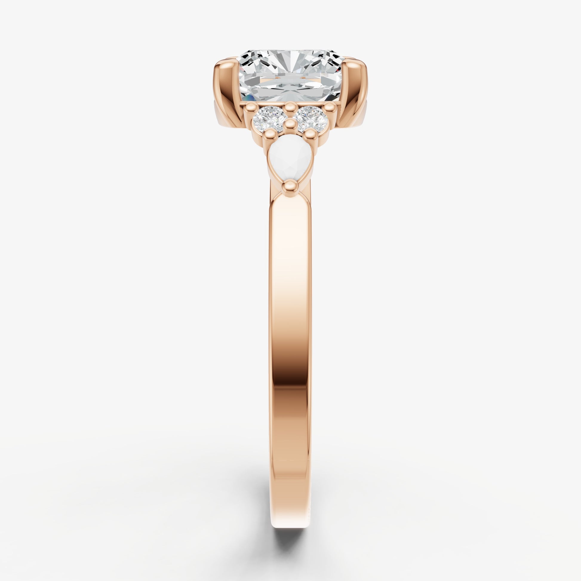 Elongated Cushion Cluster Diamond Engagement Ring