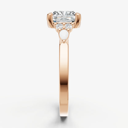 Elongated Cushion Cluster Diamond Engagement Ring