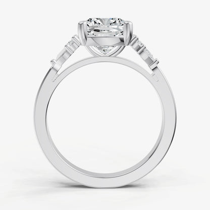 Elongated Cushion Cluster Diamond Engagement Ring