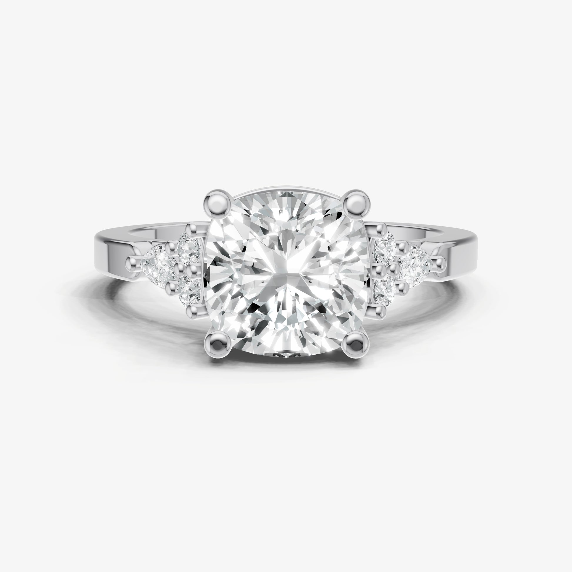 Elongated Cushion Cluster Diamond Engagement Ring