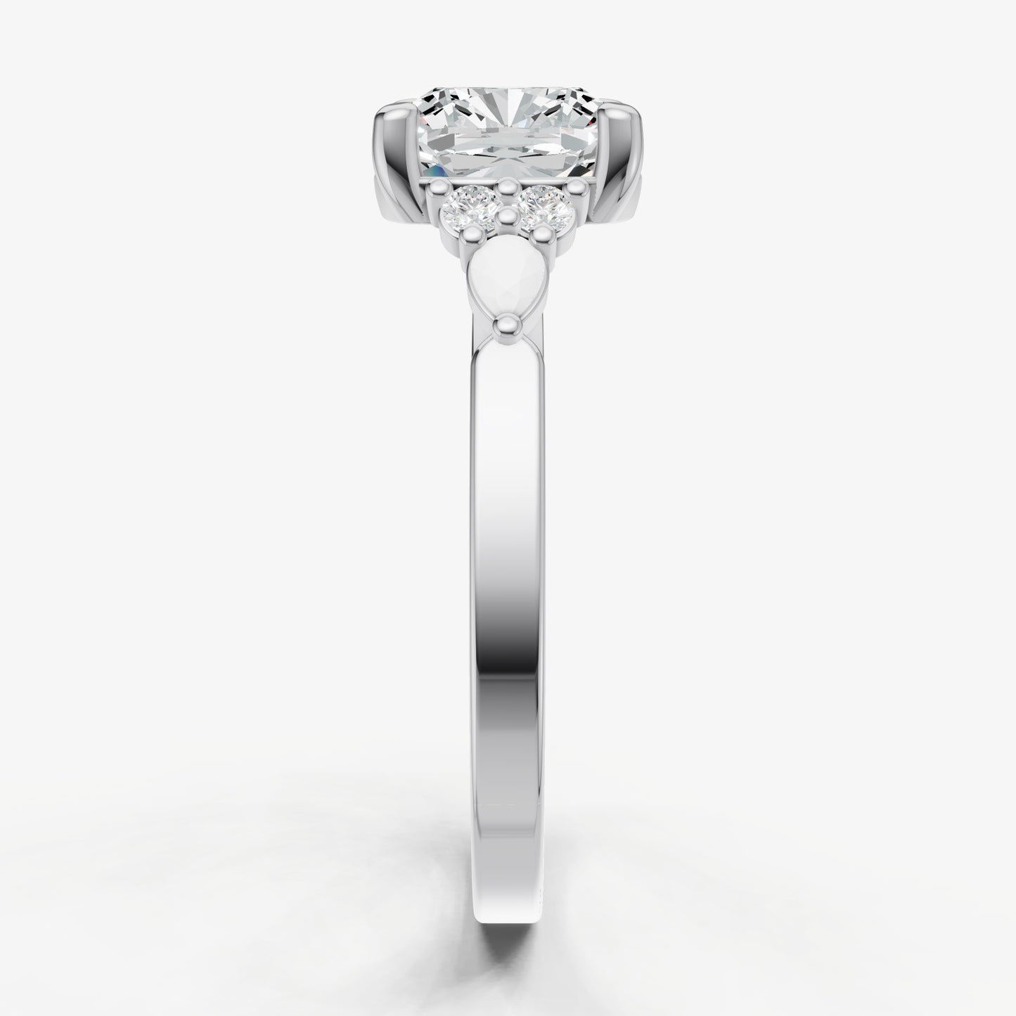 Elongated Cushion Cluster Diamond Engagement Ring