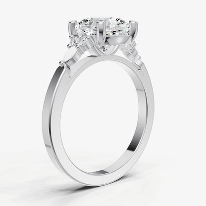 Elongated Cushion Cluster Diamond Engagement Ring