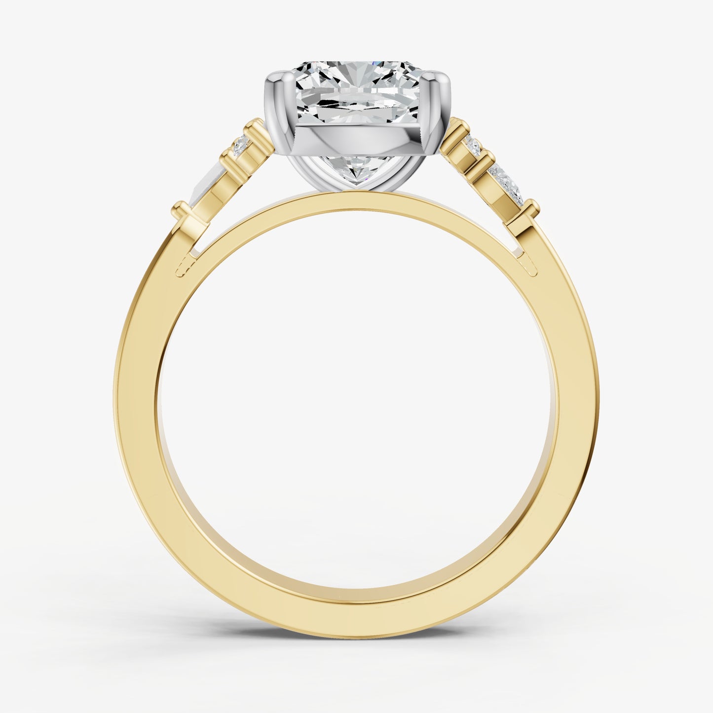 Elongated Cushion Cluster Diamond Engagement Ring