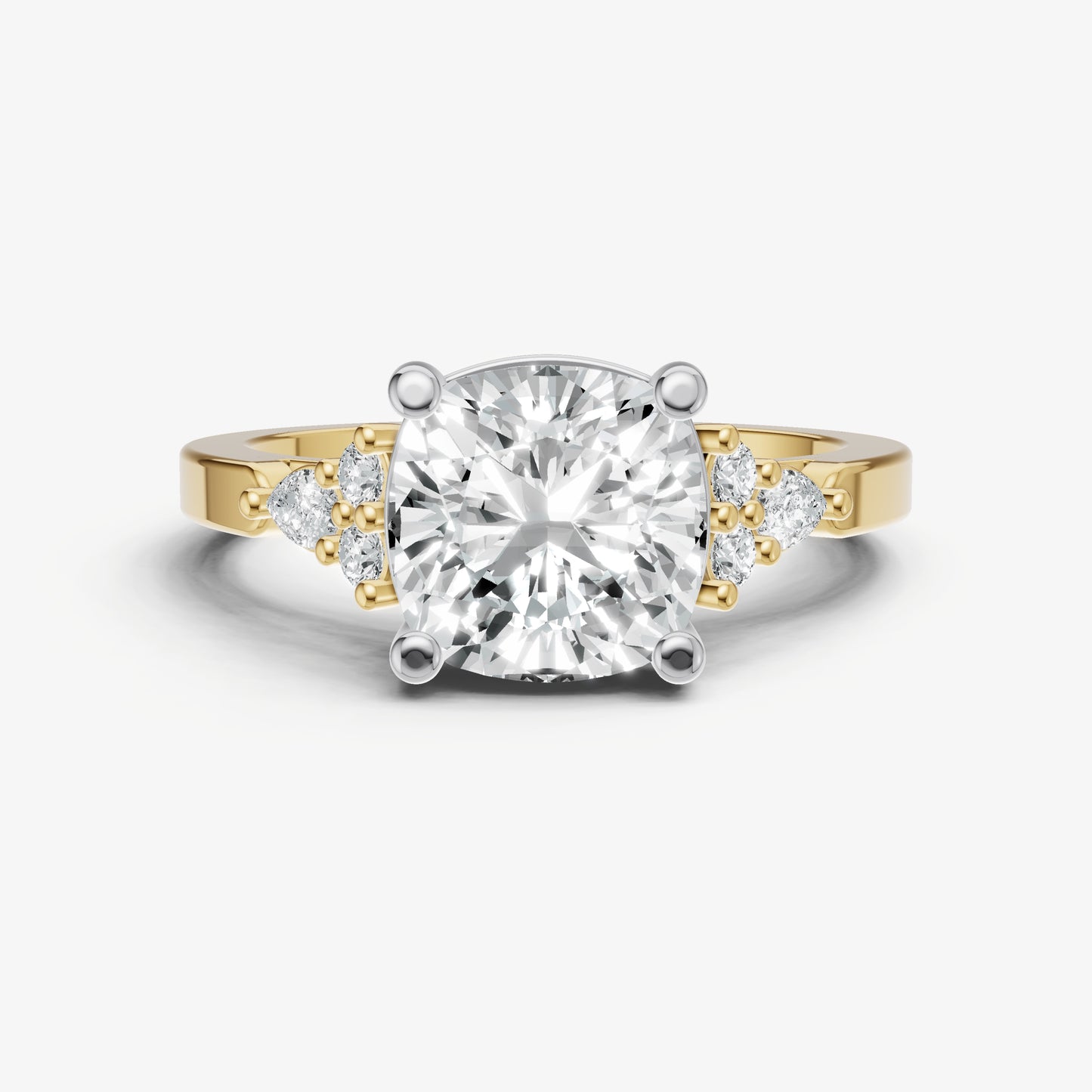 Elongated Cushion Cluster Diamond Engagement Ring