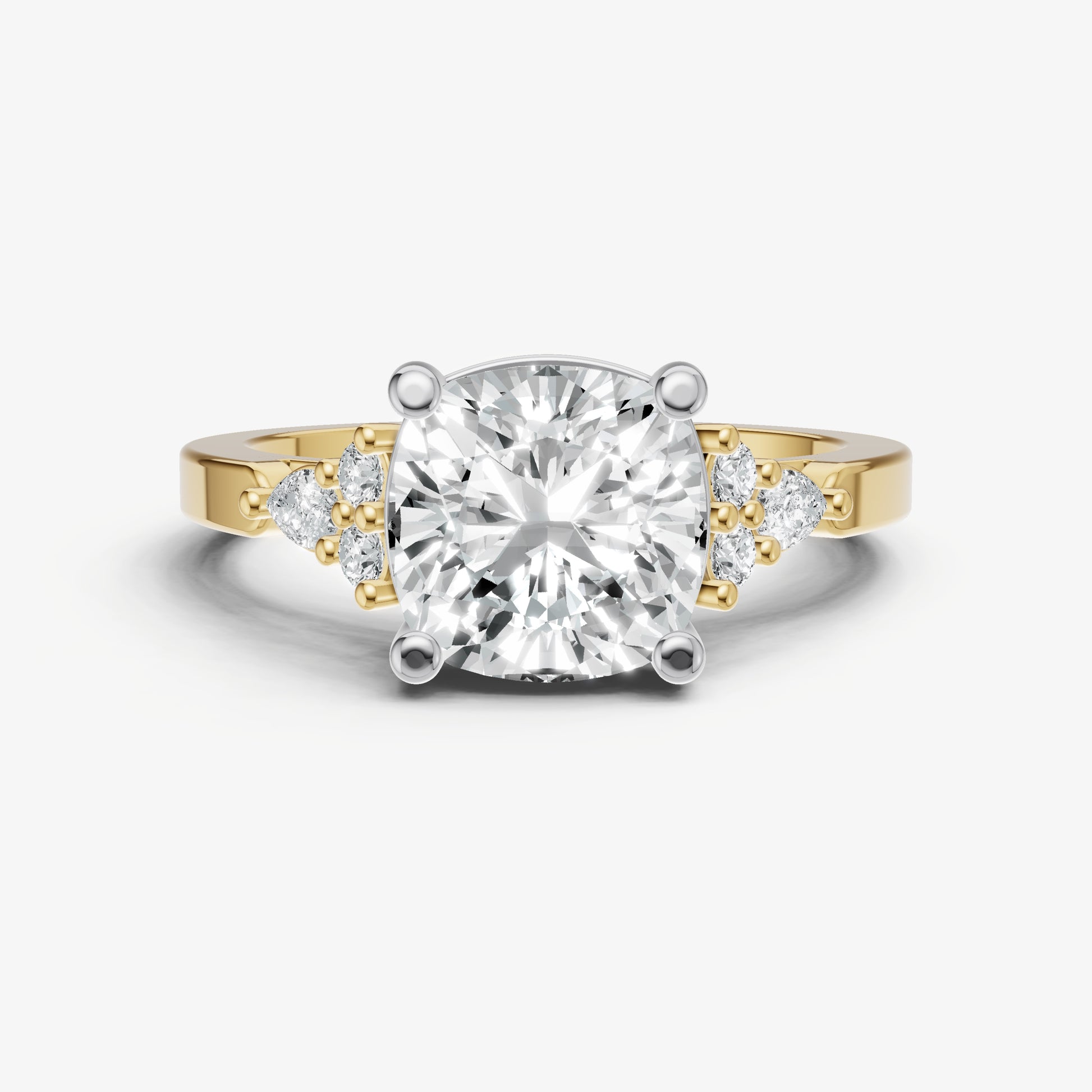 Elongated Cushion Cluster Diamond Engagement Ring