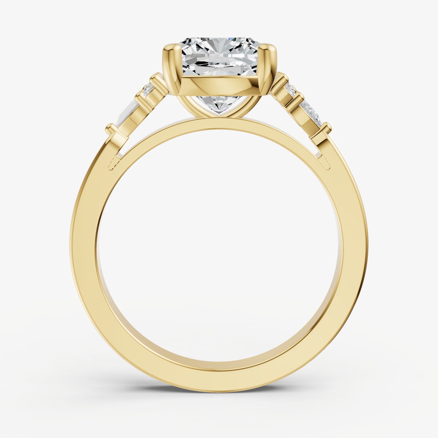 Elongated Cushion Cluster Diamond Engagement Ring