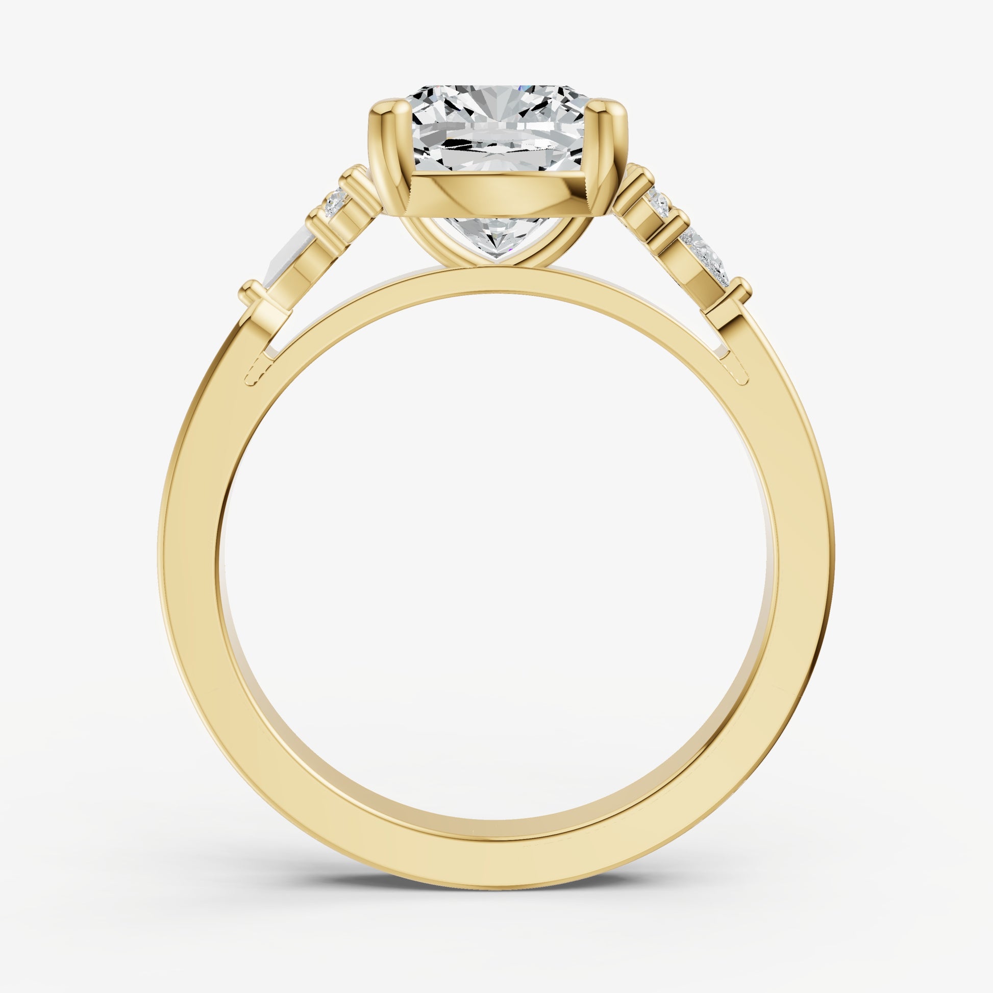 Elongated Cushion Cluster Diamond Engagement Ring